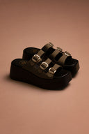 Σανδάλια flatforms δερμάτινα με τοκάδες Tfp - Χακί