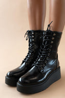 Αρβυλάκια flatforms λουστρίνι - Μαύρο - thefashionproject.gr - The Fashion Project