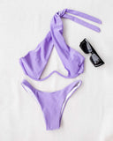 Bikini με μπανέλα high leg - Λιλά - thefashionproject.gr - The Fashion Project