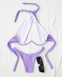 Bikini με μπανέλα high leg - Λιλά - thefashionproject.gr - The Fashion Project