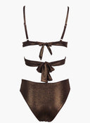Bikini Set lurex με ψηλόμεσο slip - Καφέ - thefashionproject.gr - Modern ocean