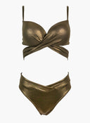 Bikini Set lurex με ψηλόμεσο slip - Χακί - thefashionproject.gr - Modern ocean - 21723022047