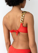 Bikini Set με έναν ώμο και αλυσίδα - Κεραμιδί - thefashionproject.gr - The Fashion Project