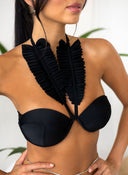 Bikini Set με frilled βολάν - Μαύρο - thefashionproject.gr - The Fashion Project