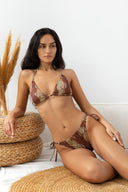 Bikini set με print και διακριτικό glitter - Καφέ - thefashionproject.gr - Modern ocean