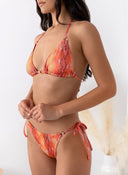 Bikini set με print και διακριτικό glitter - Πορτοκαλί - thefashionproject.gr - Modern ocean