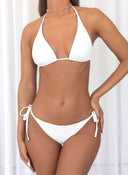 Bikini set τριγωνάκι με κορδόνια - Λευκό - thefashionproject.gr - Modern ocean
