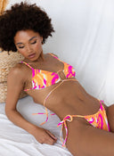 Bikini Set τριγωνάκι με print - Πορτοκαλί - thefashionproject.gr - The Fashion Project
