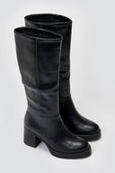 Boots with High Block Heel - Black Matte - thefashionproject.gr - Ideal shoes