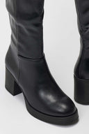 Boots with High Block Heel - Black Matte - thefashionproject.gr - Ideal shoes