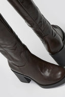 Casual Boots with Low Block Heel Zipper - Dark Brown Matte - thefashionproject.gr - MARQUIIZ