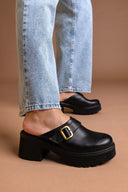 Chunky δερμάτινα clogs Ragazza 01246