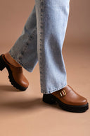 Chunky δερμάτινα clogs Ragazza 01246