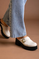 Chunky δερμάτινα clogs Ragazza 01246 - Μπεζ - thefashionproject.gr - RAGAZZA