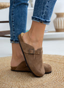 Clogs ανατομικά από δέρμα καστόρι Plakton 181539 - Τάουπε - thefashionproject.gr - Plakton