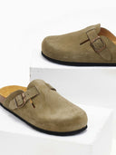 Clogs ανατομικά από δέρμα καστόρι Plakton 181539 - Χακί ανοιχτό - thefashionproject.gr - Plakton