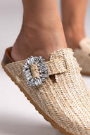 Clogs από ψάθα με πέτρες Take me