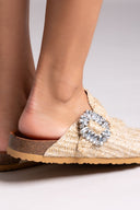 Clogs από ψάθα με πέτρες Take me