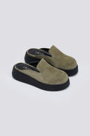 Clogs καστόρινα flatforms Iris - Λαδί - thefashionproject.gr - IRIS