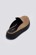 Clogs καστόρινα flatforms Iris - Τάουπε - thefashionproject.gr - IRIS