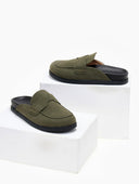 Clogs suede με ανατομικό πάτο - Λαδί - thefashionproject.gr - The Fashion Project