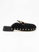 Clogs suede με μεταλλικά τρουκς