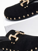 Clogs suede με μεταλλικά τρουκς