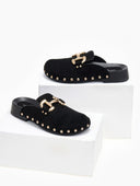 Clogs suede με μεταλλικά τρουκς - Μαύρο - thefashionproject.gr - Stephan