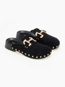 Clogs suede με μεταλλικά τρουκς - Μαύρο - thefashionproject.gr - Stephan