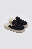 Clogs suede με σχοινί στη σόλα - Μαύρο - thefashionproject.gr - Bellucci