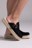 Clogs suede με σχοινί στη σόλα