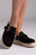 Clogs suede με σχοινί στη σόλα
