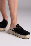 Clogs suede με σχοινί στη σόλα