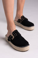 Clogs suede με σχοινί στη σόλα