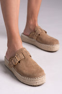 Clogs suede με σχοινί στη σόλα