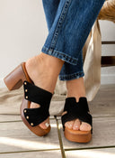 Clogs suede με τρουκς ERYNN - Μαύρο - thefashionproject.gr - ERYNN