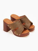 Clogs suede με τρουκς ERYNN - Χακί - thefashionproject.gr - ERYNN