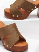Clogs suede με τρουκς ERYNN - Χακί - thefashionproject.gr - ERYNN