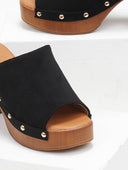 Clogs suede με χρυσά τρουκς Erynn - Μαύρο - thefashionproject.gr - ERYNN