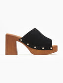 Clogs suede με χρυσά τρουκς Erynn - Μαύρο - thefashionproject.gr - ERYNN