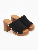 Clogs suede με χρυσά τρουκς Erynn - Μαύρο - thefashionproject.gr - ERYNN
