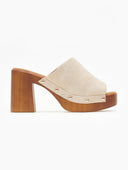 Clogs suede με χρυσά τρουκς Erynn - Μπεζ - thefashionproject.gr - ERYNN