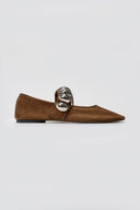 Corina Mary Janes Suede with Metallic Detail - Camel Suede - thefashionproject.gr - CORINA