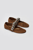 Corina Mary Janes Suede with Metallic Detail - Camel Suede - thefashionproject.gr - CORINA