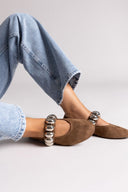 Corina Mary Janes Suede with Metallic Detail - Camel Suede - thefashionproject.gr - CORINA