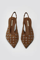 Corina Pointed Suede Pumps with Studs - Brown Suede - thefashionproject.gr - CORINA