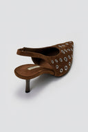 Corina Pointed Suede Pumps with Studs - Brown Suede - thefashionproject.gr - CORINA