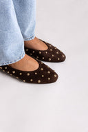 Corina Suede Ballet Flats with Studs - Brown Suede - thefashionproject.gr - CORINA