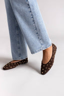 Corina Suede Ballet Flats with Studs - Brown Suede - thefashionproject.gr - CORINA