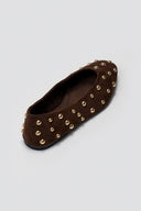 Corina Suede Ballet Flats with Studs - Brown Suede - thefashionproject.gr - CORINA